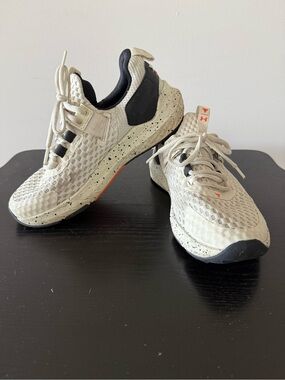 Under Armour Cream Athletic Sneakers with Black and Orange Details